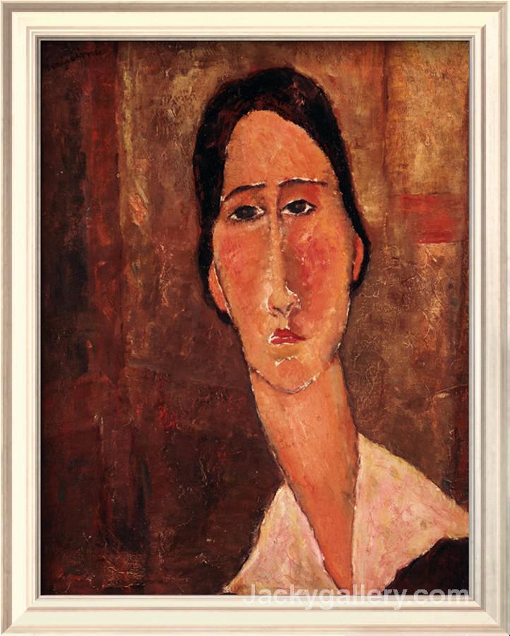 A Portrait of Jeanne Hebuterne by Amedeo Modigliani paintings reproduction